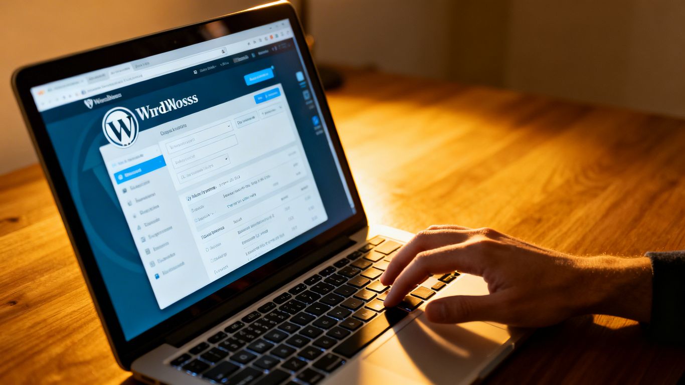 Écran d'ordinateur affichant le tableau de bord WordPress.