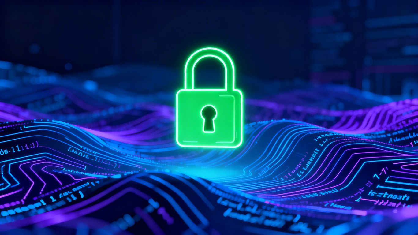 Cadenas vert sur fond de code informatique